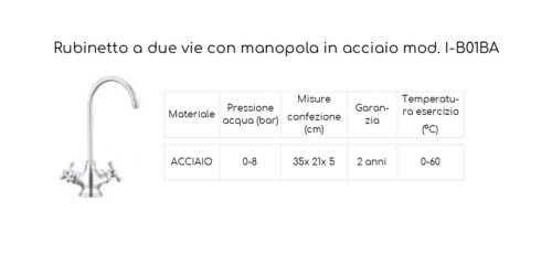 Rubinetto a 2 vie in acciaio con manopole - immagine 2