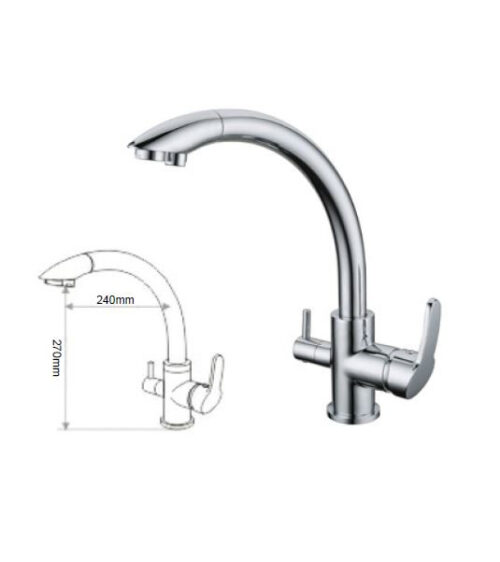 Rubinetto a 3 vie in ottone cromato mod. I-05A - immagine 2