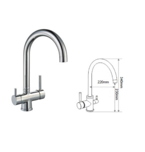 Rubinetto a 4 vie in ottone cromato mod. I-06B - immagine 2