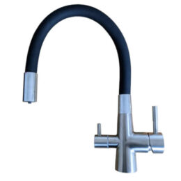 Rubinetto a 3 vie in ottone cromato, base in acciaio e canna in TPU  mod. I-10A