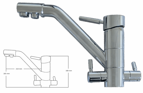 Rubinetto a 4 vie in ottone cromato mod. I-02B - immagine 2